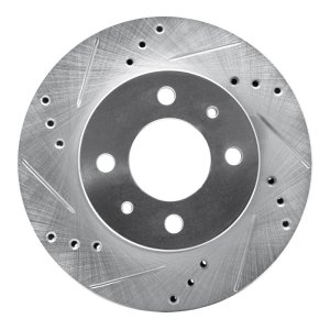 Hyundai Accent Brake Rotor (1) - Front Left - R1 Concepts - Drilled & Slotted - Silver - `00-`02